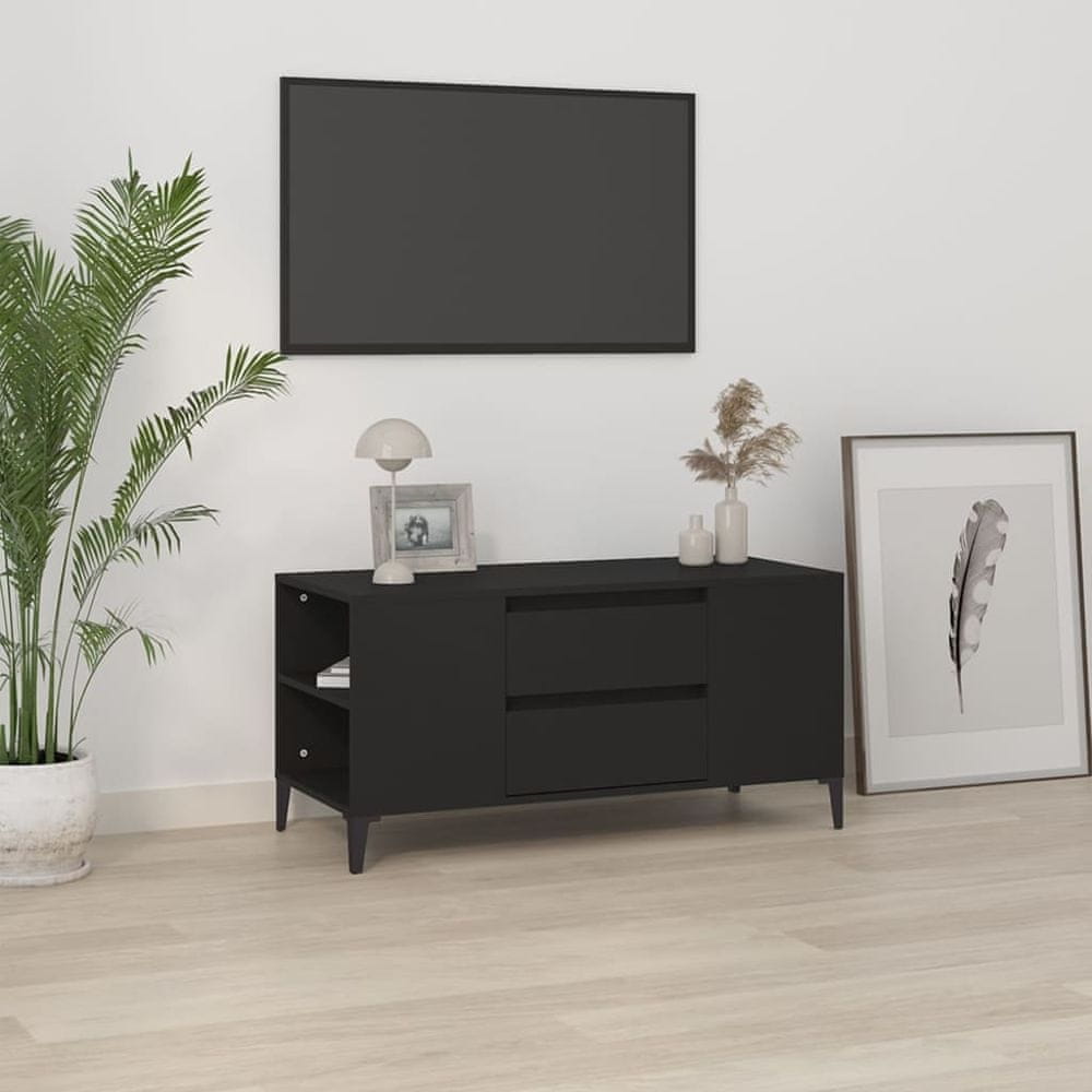 shumee TV skrinka čierna 102x44,5x50 cm spracované drevo